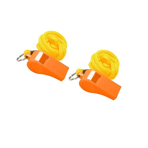 Golvery Entrenadores Árbitro Silbato con Cordón, 2 silbatos de plástico Naranja para Escuela Deportes, Fútbol, fútbol, Baloncesto y Lifeguard, Supervivencia Emergencia Perro formación (2 de Unidades)