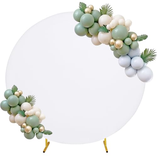 7.2FT Round Spandex Fitted Wedding Arch Cover for Circle Arch Stand, Thick Spandex Fabric Adjustable Round Arch Backdrop Cover for Wedding Birthday Party Baby Bridal Shower Decor?White?