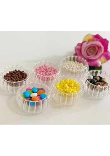 6'lı Çift Cidarlı Cam Sosluk Reçellik Drajelik Lokumluk Mini Kase 6.1 x 4 cm