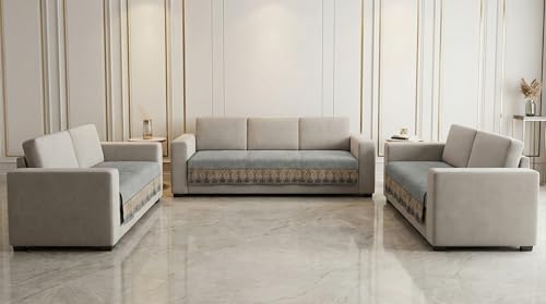 Image of Velvet Quilted Sofa Cover Mat Seat & Back, 3+2+2 Set, Total L161in H32in (3+2+2), Gray Color,Anti Skid Backing, 6in Hanging Strap Design, Washable Soft, Ant, Style -Gray-S322