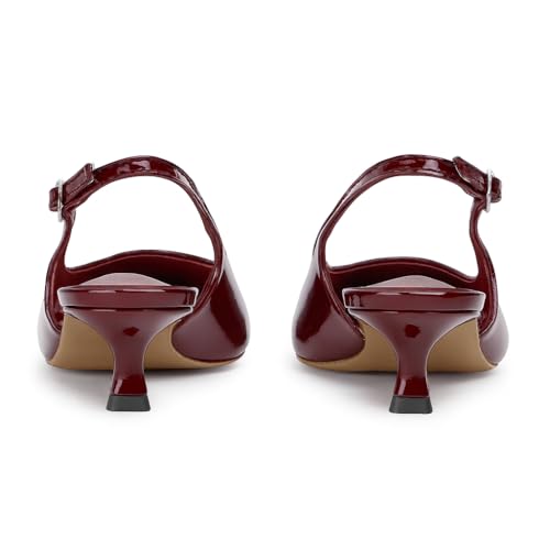 Image of KysBloes Pointed Toe Slingback Kitten Heels for Women Low Heel Pointed Toe Pumps Formal Dress Shoes Sling Back Heels