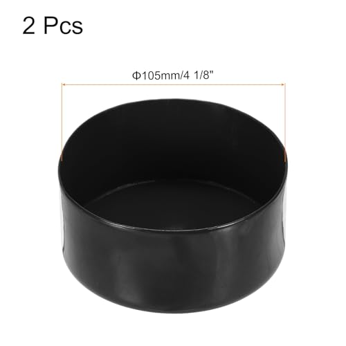Image of uxcell 2pcs Rubber End Caps 105mm(4 1 /8 Inch) ID x 50mm(2 Inch) H Vinyl Round Tube Bolt Cap Cover Screw Thread Protectors Black