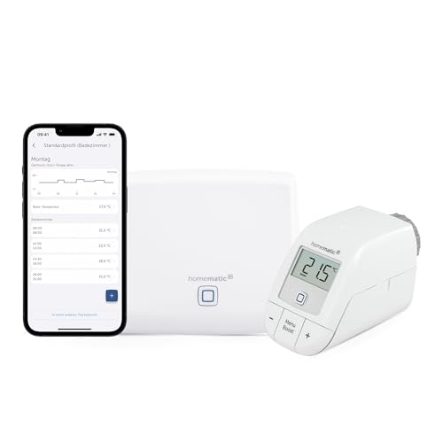 Homematic IP Smart Home Starter Set Mini Heizen – Basic, Digitale Steuerung Heizung mit App, Alexa, Google Assistant, einfache Installation, Energie sparen, Thermostat, Heizungsthermostat, 158095A1