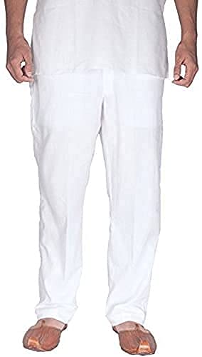 jubination Pajama Mens White Cotton Relaxed Fit Pajama (Size: 38)-picture-55