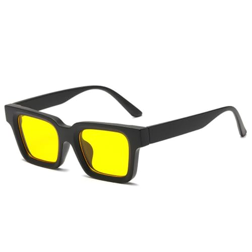 Lunettes de soleil carrées tendances nuances noires et jaunes pour l'été