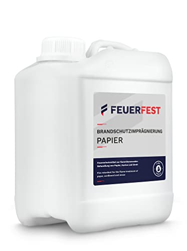 FEUERFEST® Brandschutzimprägnierung für Papier, Pappe und Stroh - DIN 4102-B1 - Flammschutzmittel / Brandschutzmittel - 2,5L Kanister
