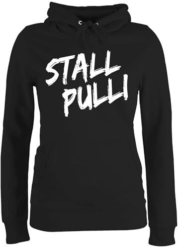 Pullover Damen Hoodie Frauen - Stallpulli I Geschenk Reiten I Pferde Geschenke I Pferdeliebhaber - S - Schwarz - reitoberteil pferdepulloverdamen sprüche pferd stall pulli reitsport-bekleidung