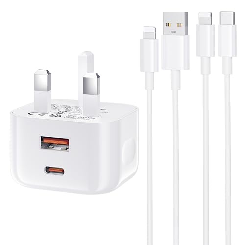 iPad Charger and Plug 20W Dual iPad Fast Charger USB C Charger Plug and Lightning Cable 1M for iPad Pro 9.7 10.5 12.9 inch 1st 2nd Generation/Air 2 3th Gen/Mini 4 5th Gen/ipad 5th 6th 7th 8th 9th