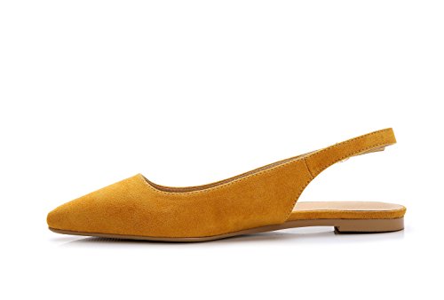 ComeShun Womens Shoes Yellow Comfort Classic Flat Sandals Dress Slingback Pump Suede Size 5