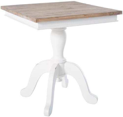 CLP Table d'appoint Goa I Table Basse avec Plateau en Bois Massif I Table en Bois pour Le Salon et Table Basse au Design Shabby Chic, Couleur:Nature/Blanc,...