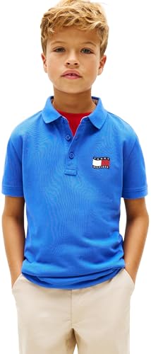 Tommy Hilfiger Polo de Bandera Ondulada para niño, con Solapa Ithica SS KB0KB10227, Color Azul (Empire Blue), 8 años