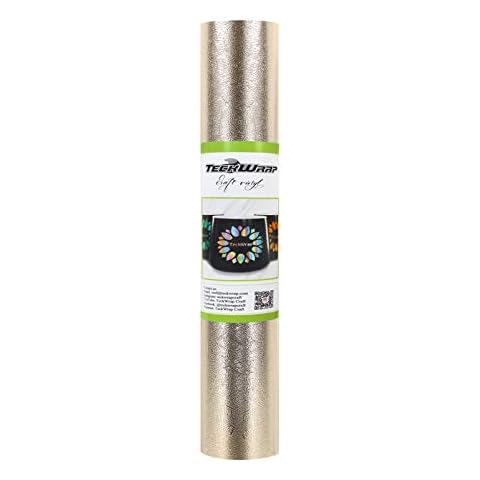 TECKWRAP Metallic Textured Chrome Vinyl Adhesive Vinyl for Craft Cutter 1ft x 5ft, Champagne Gold Cover