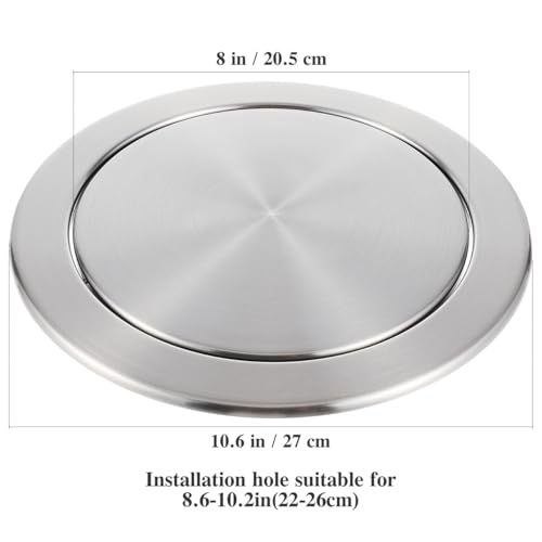 Image of Zerodeko Stainless Steel Trash can Lid 10.55 in Recessed Swing Lid Flush Trash can Cover Replacement for Kitchen Countertop Bathroom Sink Built-in Flap Garbage can Accessory