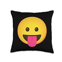 Emoticon Face with Stuck-Out Tongue Cheeky Throw Pillow