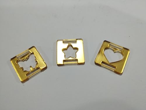 Passante P/Laço, Estrela Quadrado 2 cm Acrílico Dourado, Conjunto de 25 Unidades