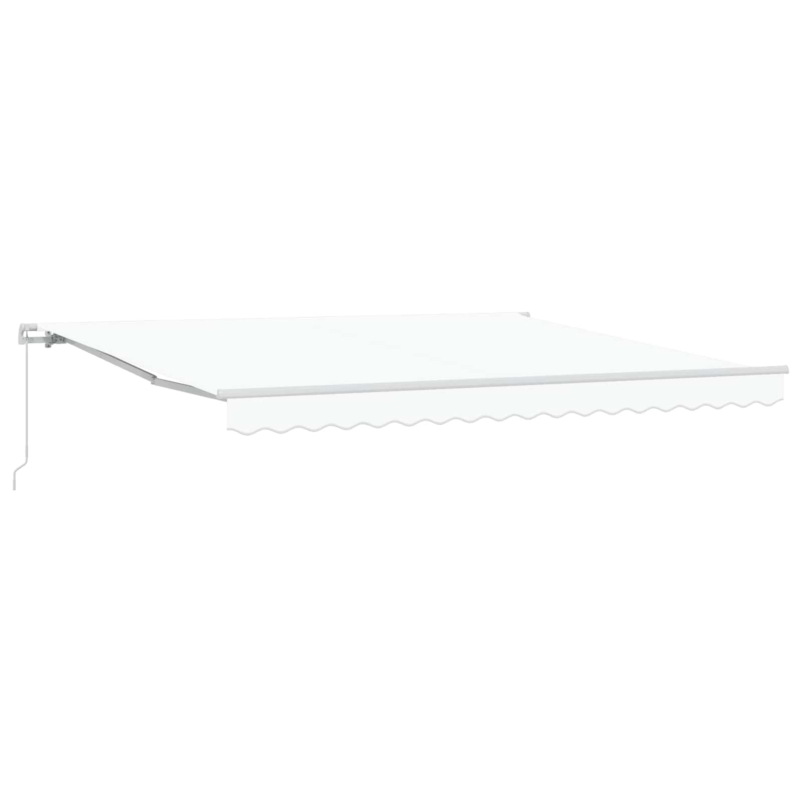 Store rétractable blanc 400 x 300 cm avec bras articulé en aluminium et manivelle pour terrasse