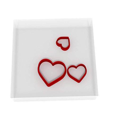 Just Tiny Heart Shape Cutters | Set Of 3 Mini Plastic Cutter For Fondant, Clay, Crafts, Icing, Baking (1.25', 0.75', 0.5')
