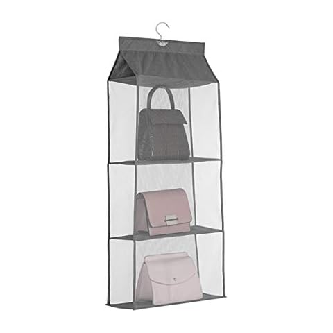 iEventStar 3 Grids Pockets Hanging Bag Handbag Purse Storage Organizer Holder for Wardrobe Closet Hanging Shelves (Gray, 3 Grids) Cover