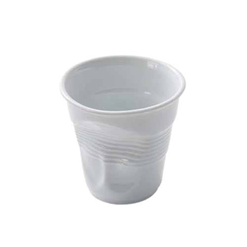 RabyLeo Unique Ceramic Mug Inspired by Crumpled Paper Cup Design，Artistic & Irregular Shape, Perfect for Coffee, Tea, and Hot Beverages，Ideal for Home, Office (White, Small)