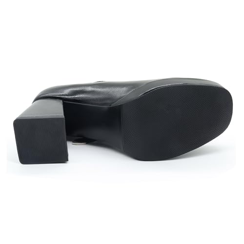 Women's Square Closed Toe Platform Chunky Strappy Block Heels Goth Mary Janes Shoes4