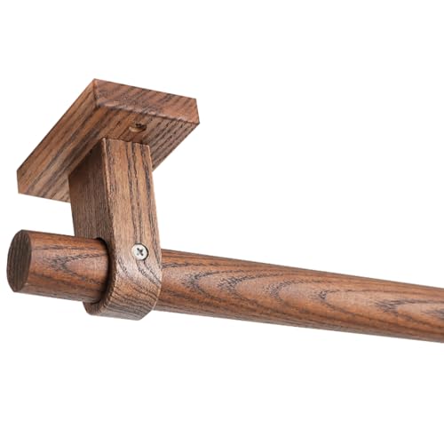 Juego de barras de cortina de nogal macizo de 180 cm con soportes, accesorios de cortina rústicas, barras de madera perfectas para decoración del hogar y tratamientos de ventanas