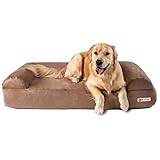 Big Barker 7' Orthopedic Dog Bed Sofa Edition - Dog Beds for Large Dogs Made with OrthoMedic Foam - Khaki, Large - Supports Joints, Boosts Quality of Life, and Better Rest, Made in USA