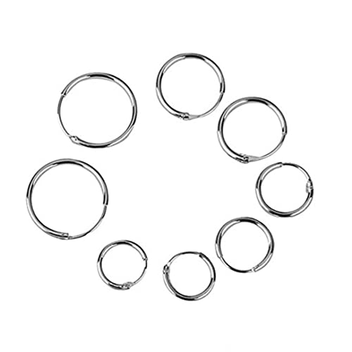 Allwiner 4 Pares 925 STERLINAL Silver Sterling Hoop SOOTER Pendientes Pendientes DE ORIENTES ORÍSTICOS Helix Hoop HUGNE HUGGIE Stud Sleed Pendientes Piercing (OD: 8 10 12 14mm)