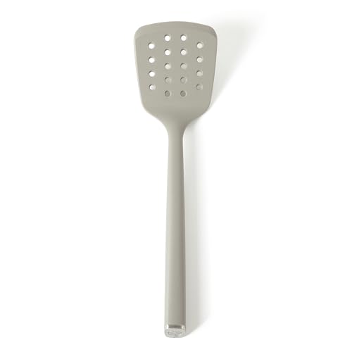 Image of Calphalon Edge 6-Piece Stainless Steel and Silicone Kitchen Tool Set, Kitchen Utensil Set, Scraper, Skimmer, Spoon, Ladle, Turner, Pasta Server, Heat Resistant Nonstick Safe Cooking Utensils (Taupe)