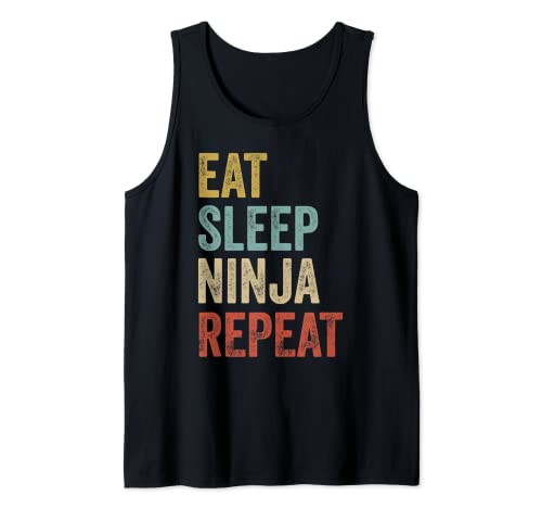 Eat Sleep Ninja Repite el divertido atuendo de karate Ninja Camiseta sin Mangas