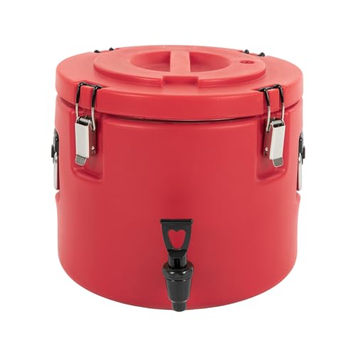 Insulated Beverage Cooler, 5 Gallon Commercial Cold Hot Drink Dispenser, Thermal Container with 304 Stainless Steel Interior Spout, Portable Cooler for Camping Parties Outdoors (Red)