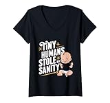 Photo Gallery donna tiny humans stole my sanity |||- maglietta con collo a v Photo Gallery donna tiny humans stole my sanity |||- maglietta con collo a v