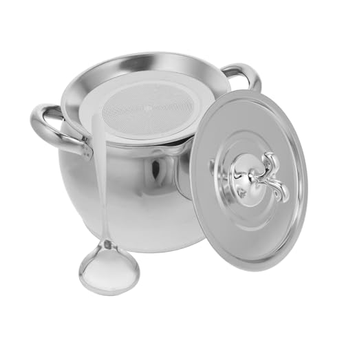 Tofficu 大容量ステンレス製油こし鍋 耐熱ダブルハンドル付き 蓋 フィルター付グリースセーバー 揚げ物油 調理脂肪の 保存用キッチン容器