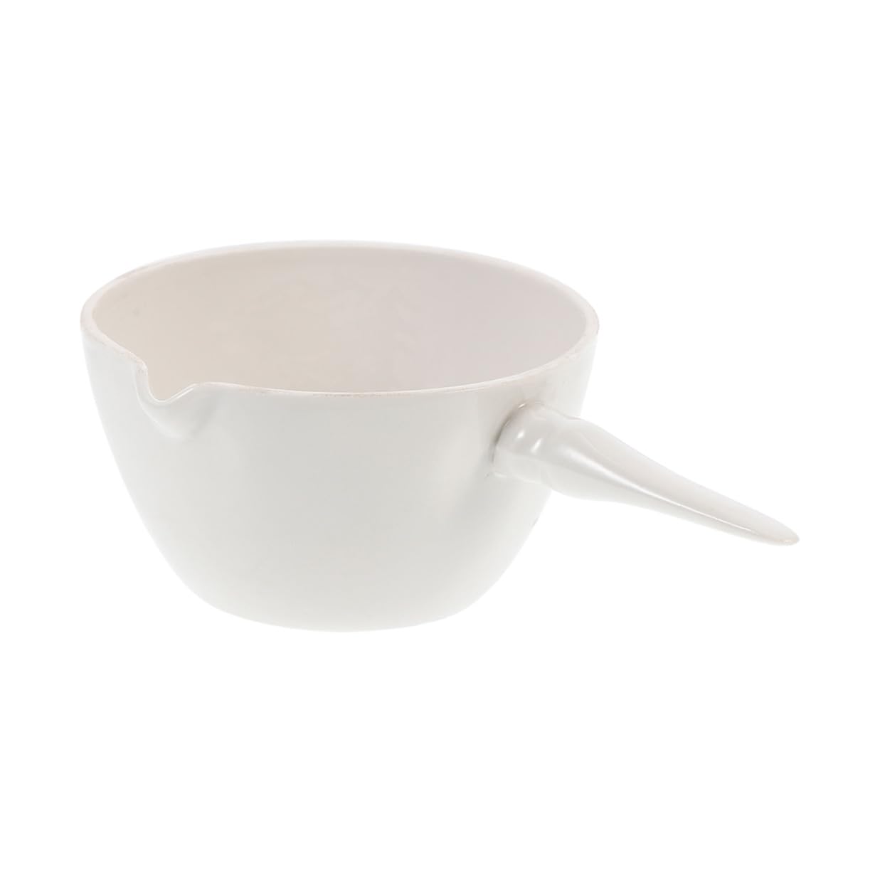 Heat-Resistant Porcelain Evaporating Dish with Handle Acid Alkali Resistant Laboratory Evaporation Container Round Basin with Spout for Safe Classroom Use