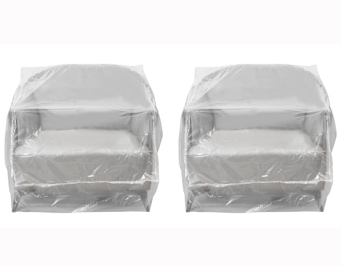 JDFHFGB 2Pcs Large Plastic Furniture Cover for Moving,Clear Waterproof,Anti-cat fur,Dustproof Couch Cover, Heavy Duty Chair & Recliner Protector Bag for Storage, Renovation, Transport (34x42x65Inch)