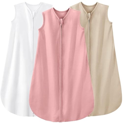 Image of Yoofoss Baby Sleep Sack 6-12 Months Baby Wearable Blanket 100% Organic Cotton 2-Way Zipper Toddler Sleeping Sack, 3 Pack Soft Lightweight Sleep Sacks for Babies