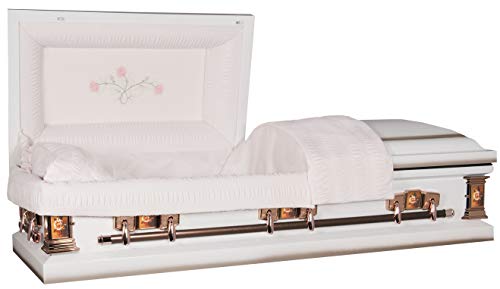 Titan Casket - Paris Rose Steel Casket With Pink Crepe Interior - Handcrafted Funeral Casket, White #TOP5