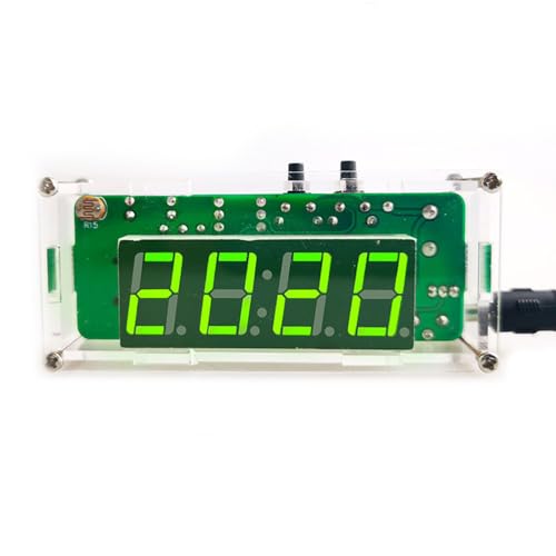 Image of DIY Digital Kit, Soldering Practice Electronics Alarm Clock Soldering Project, Transparent Case, with PCB, Digital Display, with Adjustable Brightness for Beginners & STEM Learning