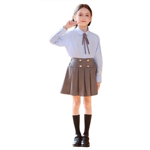 Vestido plisado de niña con chaleco para estilo campus casual