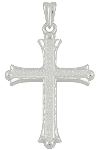 US Jewels Men's 925 Sterling Silver Polished Cross Pendant, 35mm
