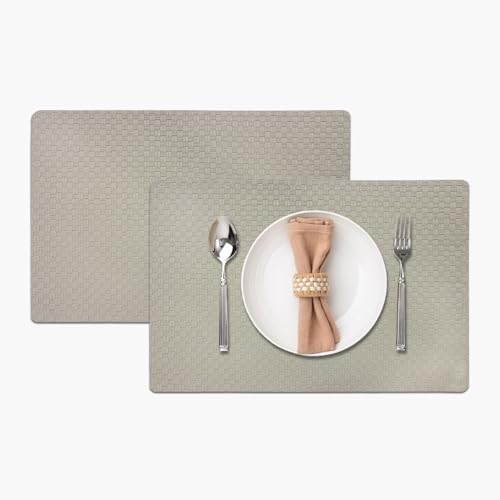 Image of Amazon Brand - Umi PVC Vinyl Foam Design Placemat STPG127 | Heat Resistant, Wipe Clean, Anti-Skid Table Mats for Dining Table, Kitchen & Home Decor (30x45 CM Grey Set of 2)