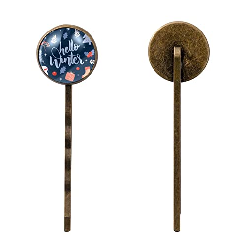 Épingles à cheveux Hello Winter bleu foncé pour femme et fille (Lot de 4) - 2