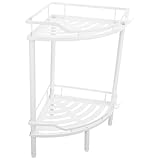 Warmhm Mattweißes 2 stöckiges Eckregal aus Metall für Badezimmer Dreibeinstativ Duschregal zur Wandmontage Feuchtigkeitsbeständig und Platzsparend