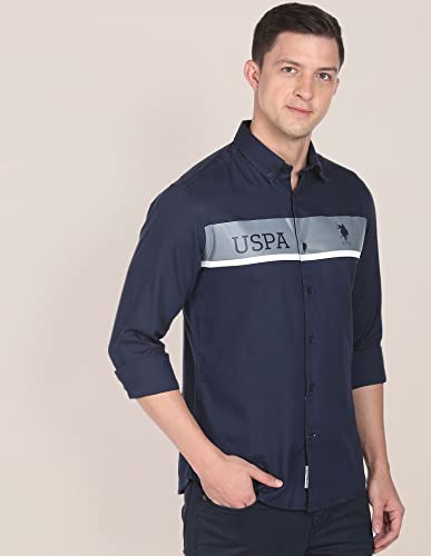 Image of U.S. Polo ASSN. Striped Tailored Fit Shirt for Men - 100% Cotton, Breathable & Comfortable, Full Sleeves Casual Shirt for Men