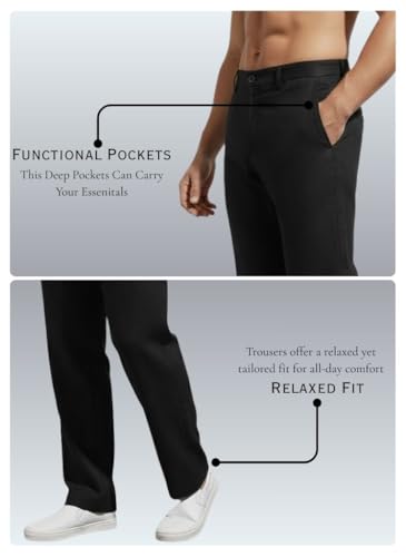 Image of Linen Pants for man | Lower for man | Chinos for Casual Wear |Straight fit Trouser for Men | Elastic Waist Brethable Summer Pants for Regular, Office Wear