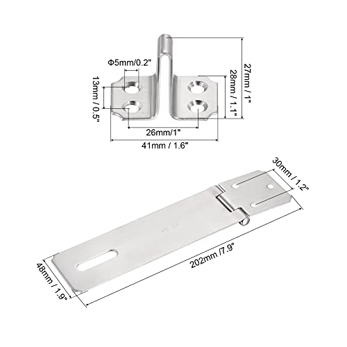 Image of MECCANIXITY 6 Inch Stainless Steel Thick Door Latch Hasp Lock Heavy Padlock Clasp with Screws for Cabinet Closet Gate, Silver