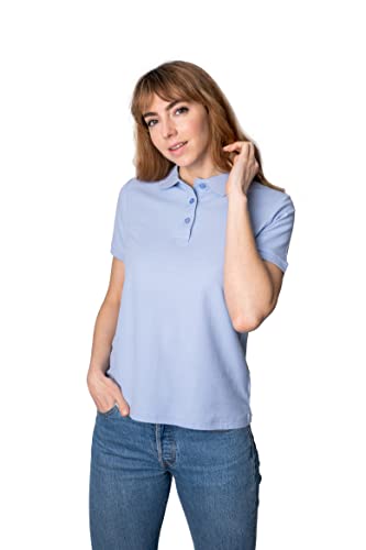Polo Shirt Básica Manga Corta piqué Algodón Transpirable Golf Top (Celeste, M)