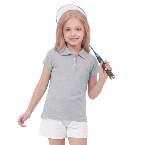 Image of 4 Pack Cotton Girls Polo Shirt Slim Fit for School Uniform Kids Youth Tops