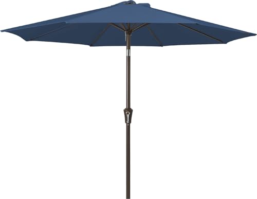 Image of JEAREY 9FT Outdoor Patio Umbrella Outdoor Table Umbrella with Push Button Tilt and Crank, Market Umbrella 8 Sturdy Ribs UV Protection Waterproof for Pool, Deck, Backyard, Garden (Blue)