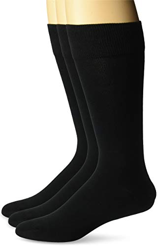 Amazon Brand - BUTTONED DOWN Men's 3-Pack Pima Cotton Dress Socks, Black, Shoe Size: 12-16