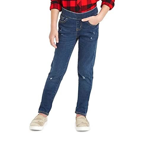Cat & Jack Girls' Mid-Rise Pull-On Jeggings in Dark Vintage Blue - Dark Wash (as1, Numeric, Numeric_14, Slim)4